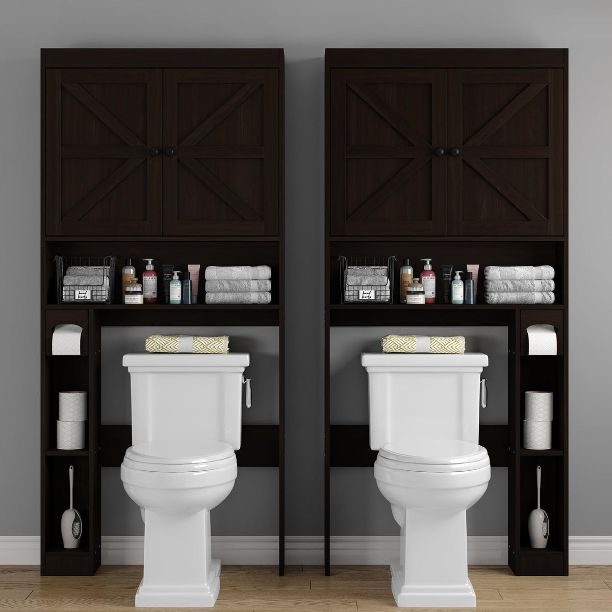 Over The Toilet Storage Cabinet with Barn Doors L932472