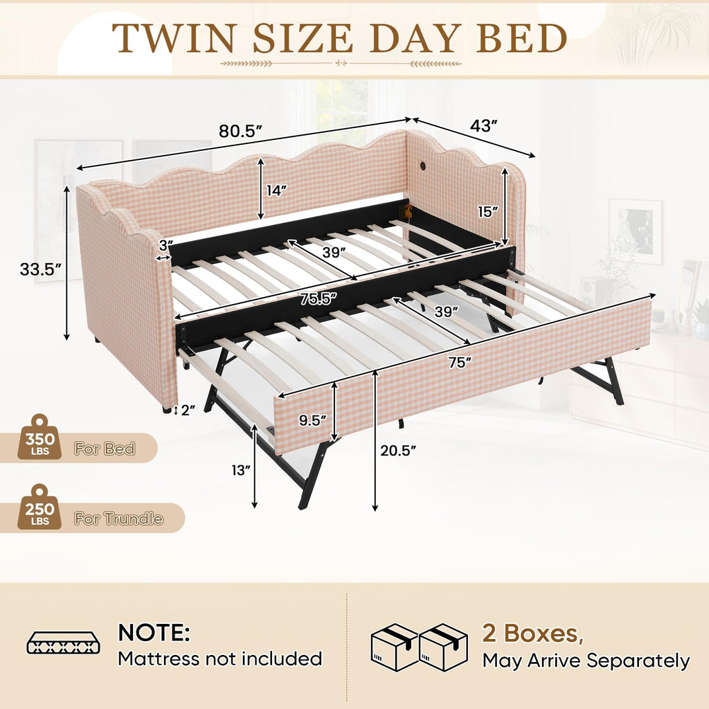 Twin Size Upholstered Daybed with Trundle M520857