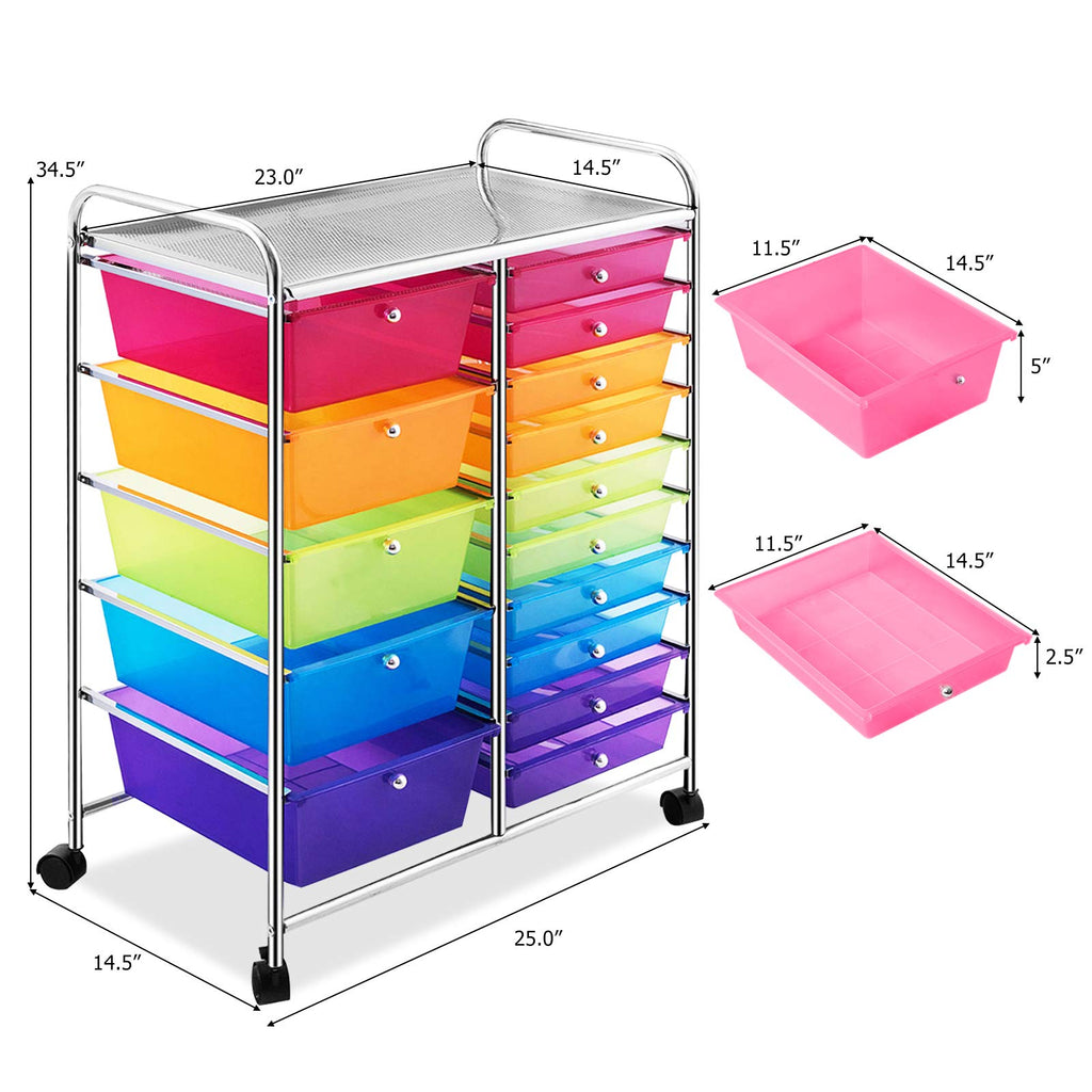 15 Drawer Rolling Storage Cart with Removable Drawers K429