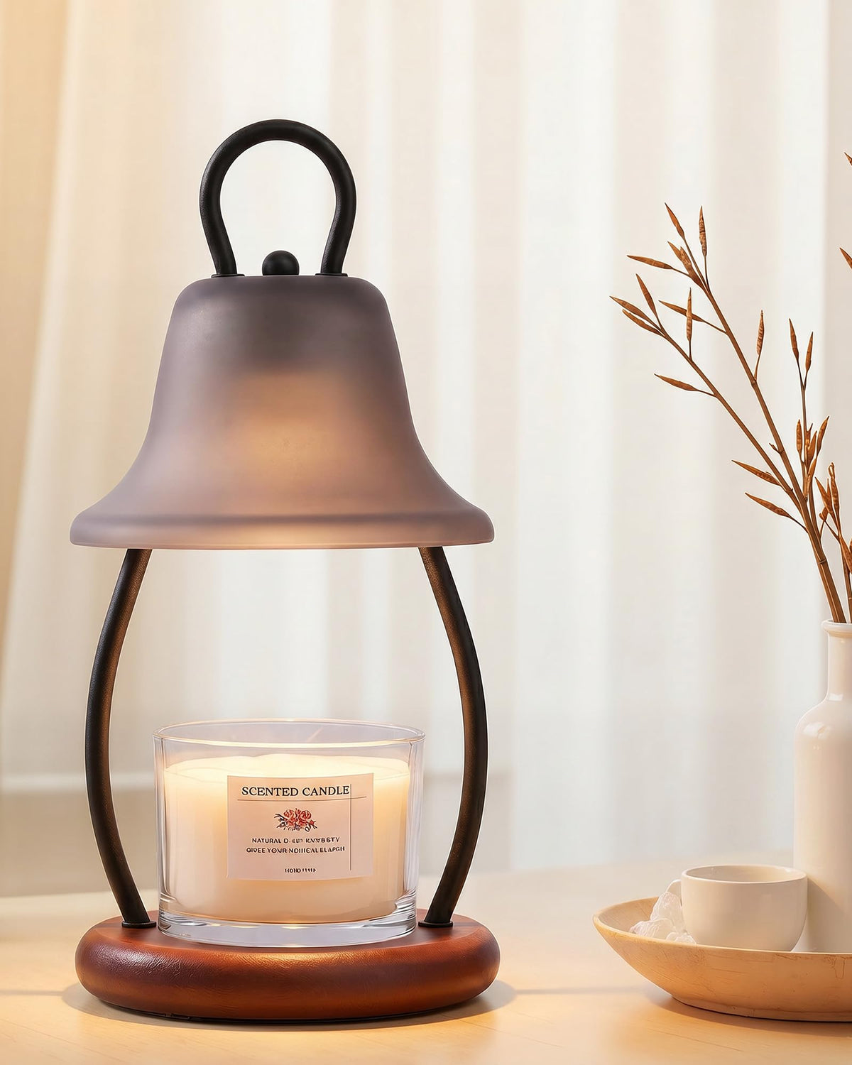 Black Dimmable Candle Warmer Lamp with Timer Y7078