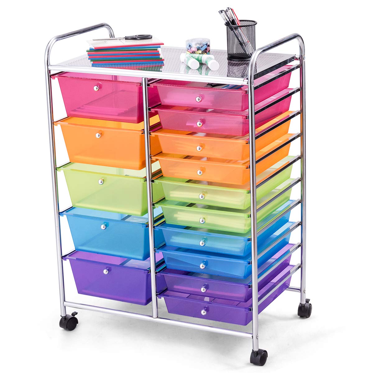 15 Drawer Rolling Storage Cart with Removable Drawers K429