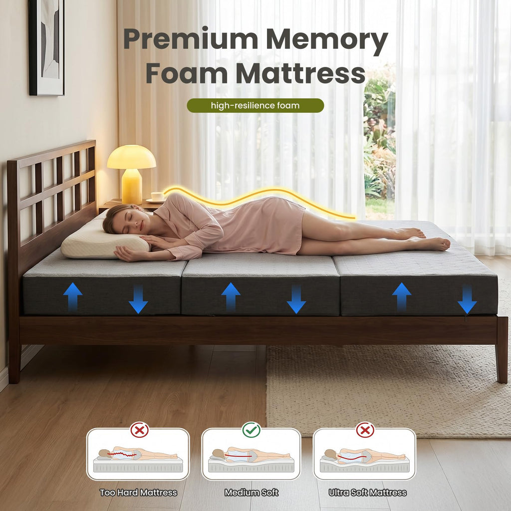 6" Trifold Full Size Memory Foam Mattress X8336