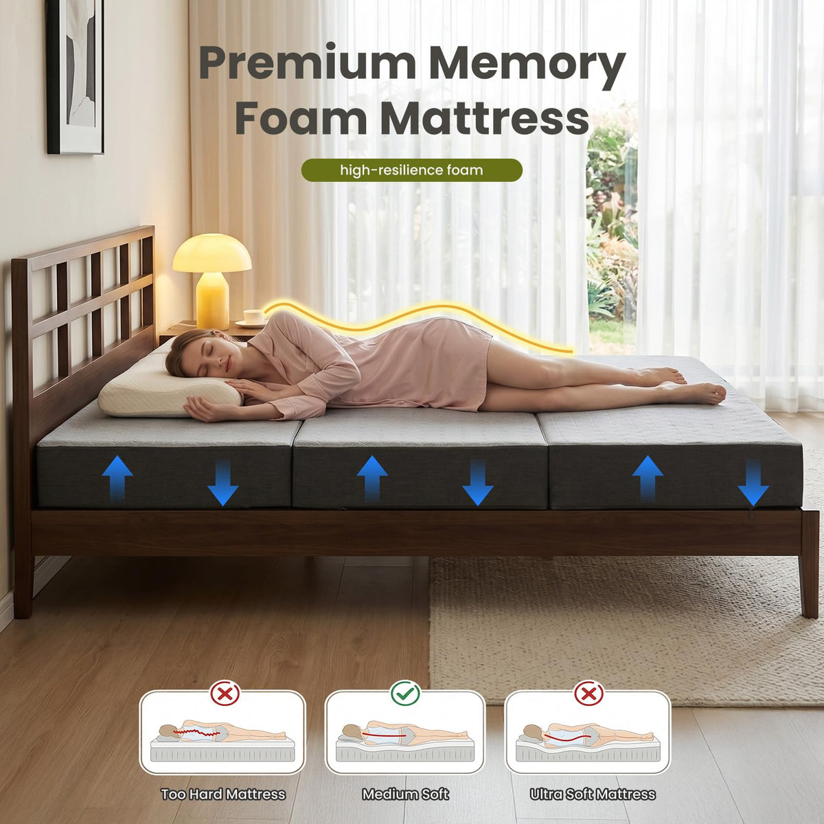 6" Trifold Full Size Memory Foam Mattress X8336