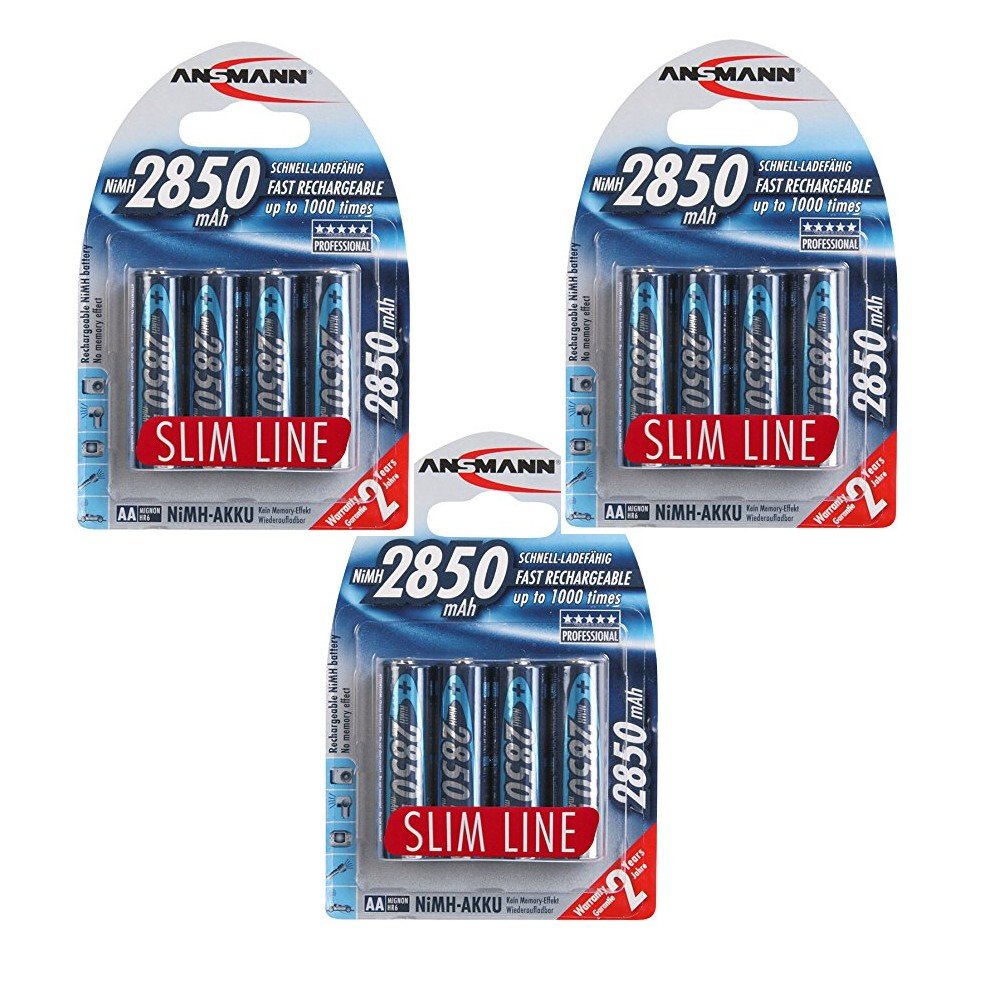 Rechargeable AA 2850 mAh NiMH Batteries 12 Pack V948080