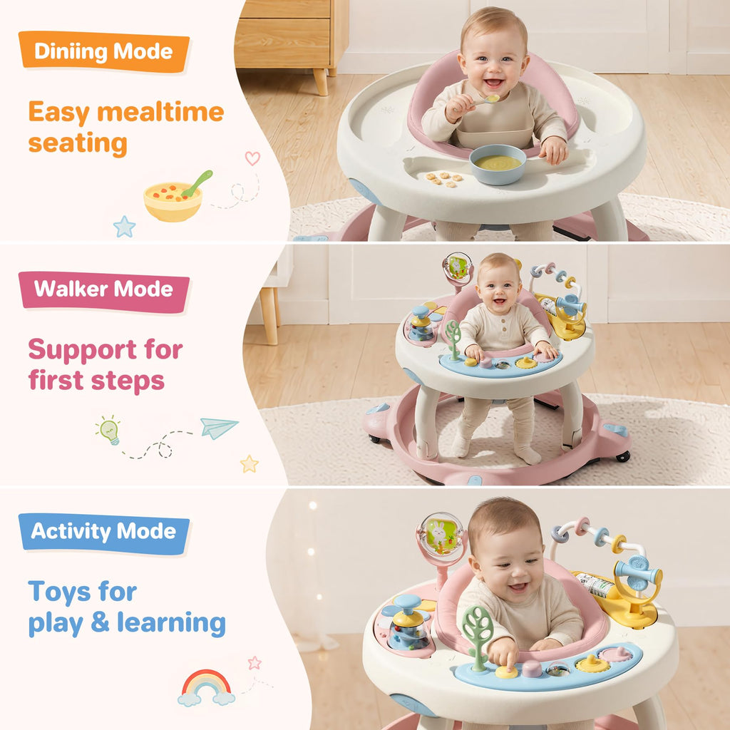 Foldable Baby Walker with Wheels and Rotating Seat O747