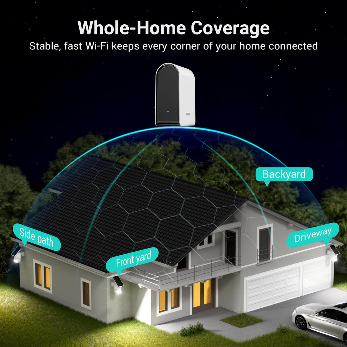 Wireless Outdoor Solar Powered 4-Cam Security Cameras D190594