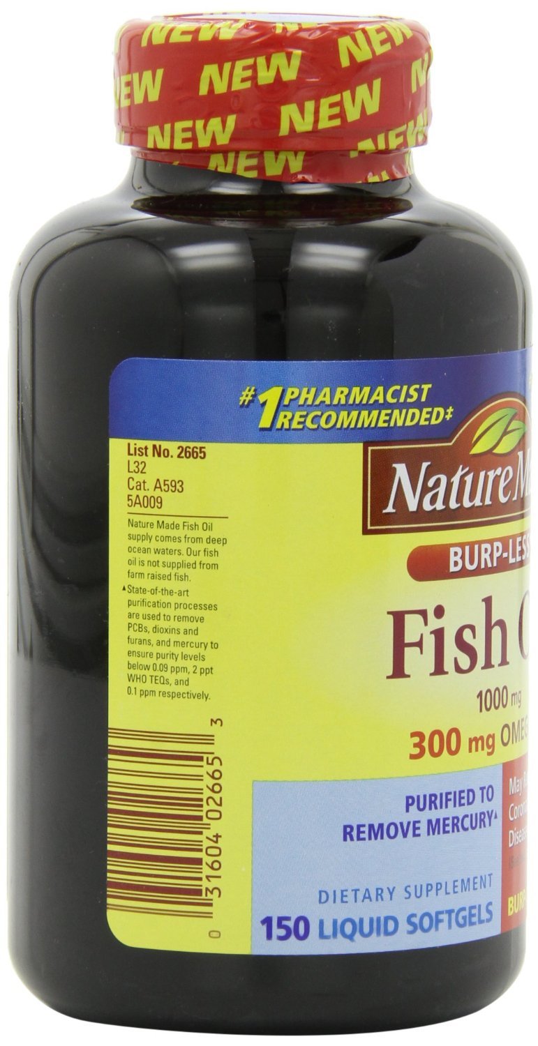 Fish Oil 1000 Mg 300 mg Omega-3 150 Liquid Softgels Pack of 3 E44956