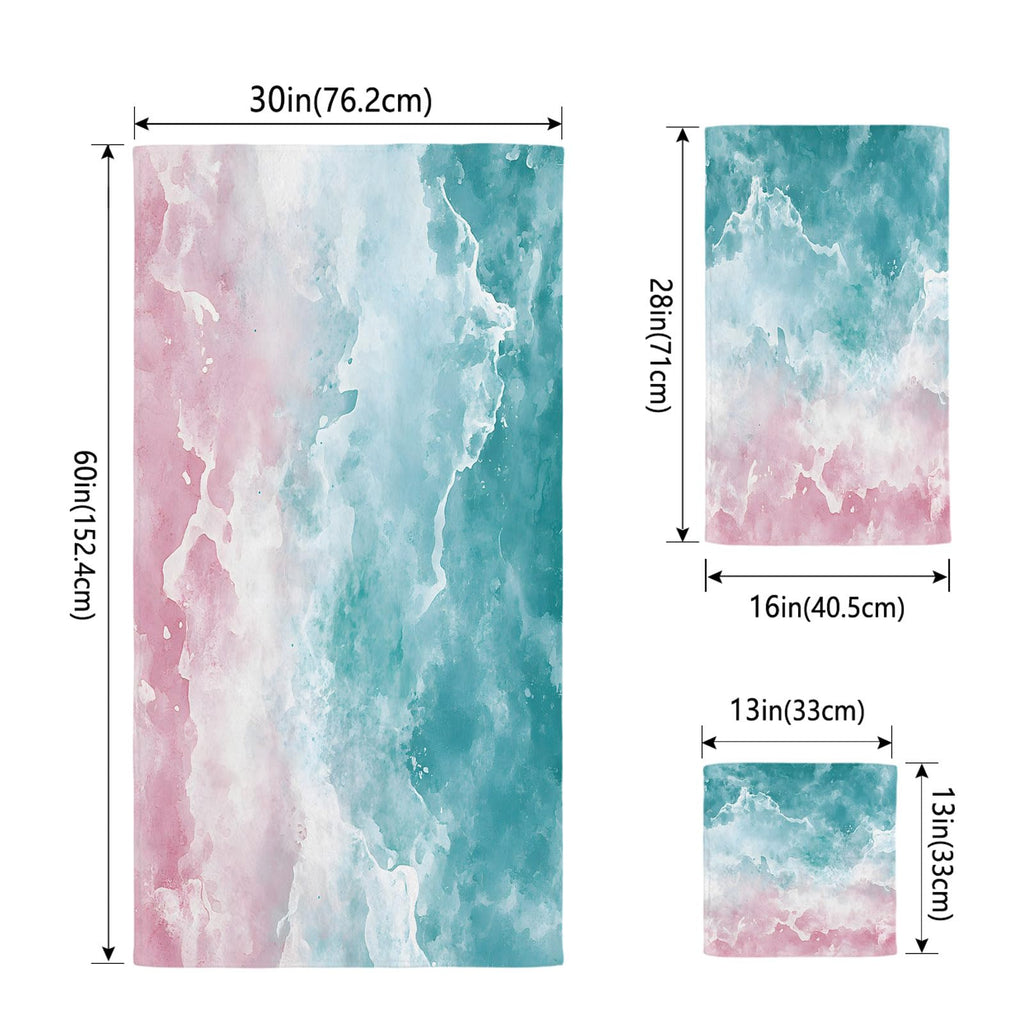 Teal Pink Gradient Cotton Towel Set 3 Pack P508566