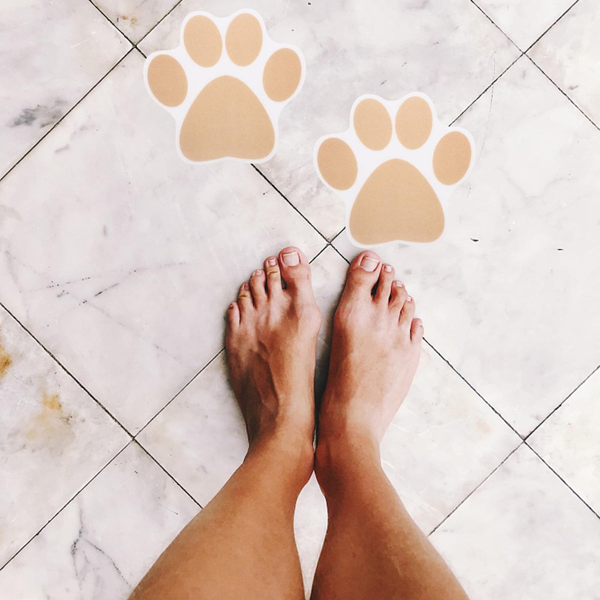 Gold Dog Paw Non Slip Bathtub Floor Stickers with Scraper C29051