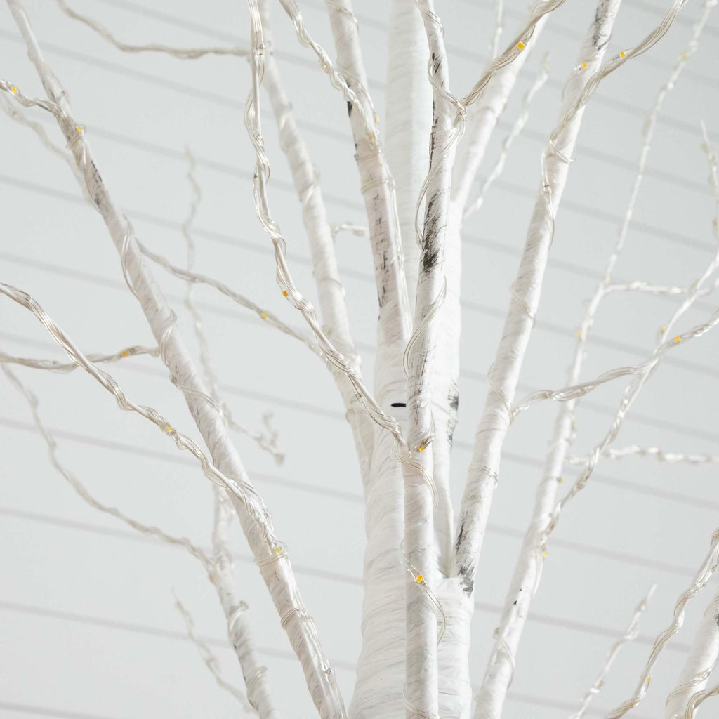 7-FT Pre-lit Artificial White Birch Tree with LED Lights S623