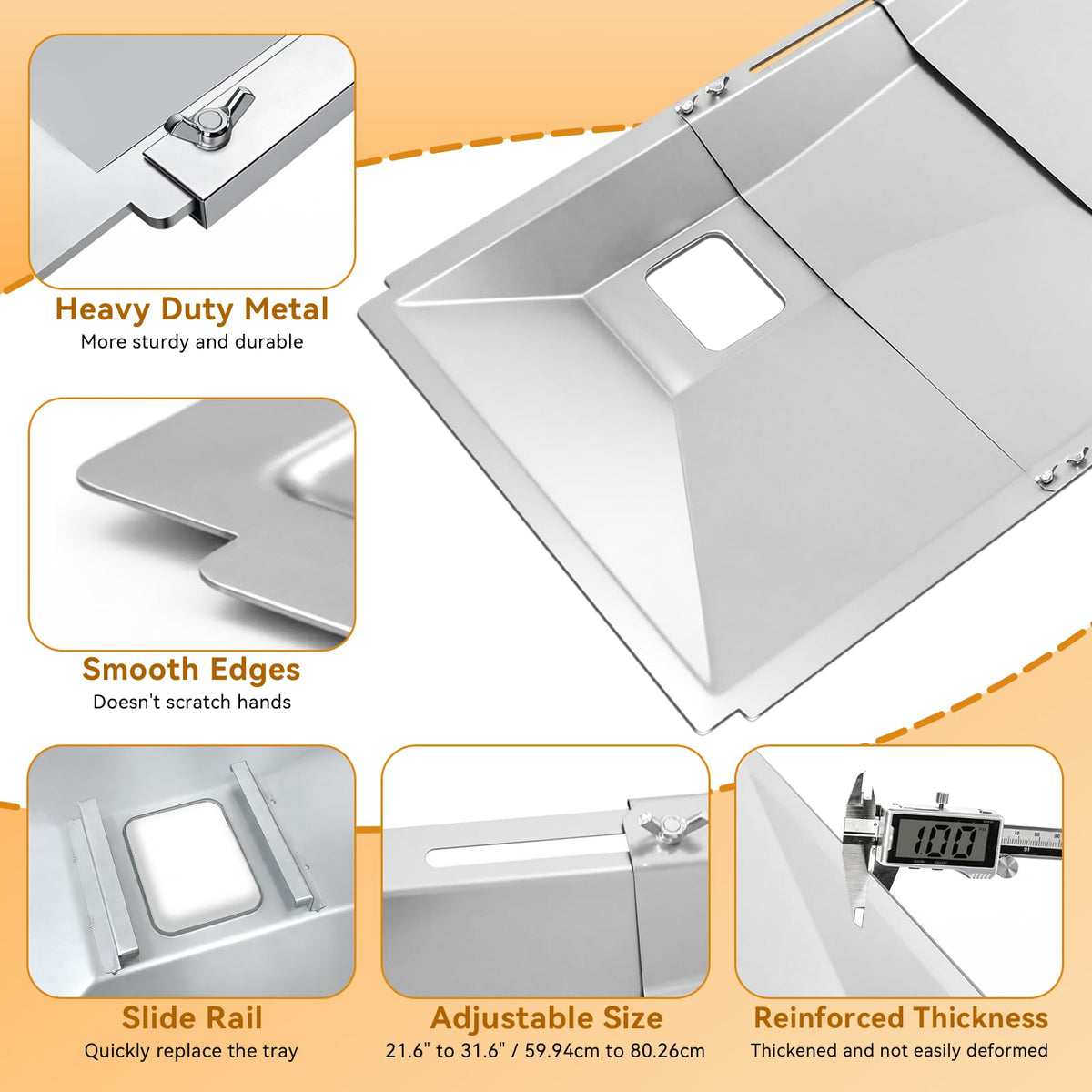 Adjustable Grease Tray with Catch Pan for Gas Grills N3182