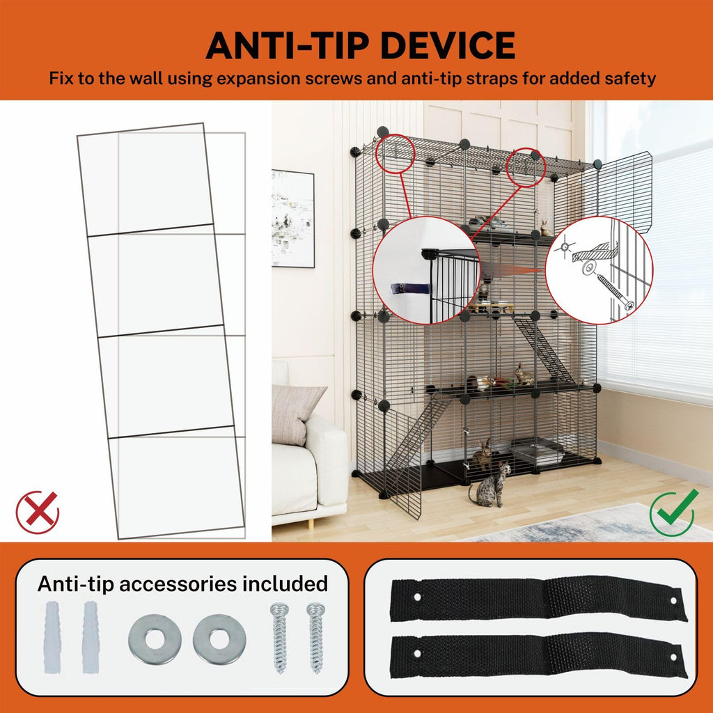 4-Tier Cat Cage Indoor with Anti-Tip Kit Q146452