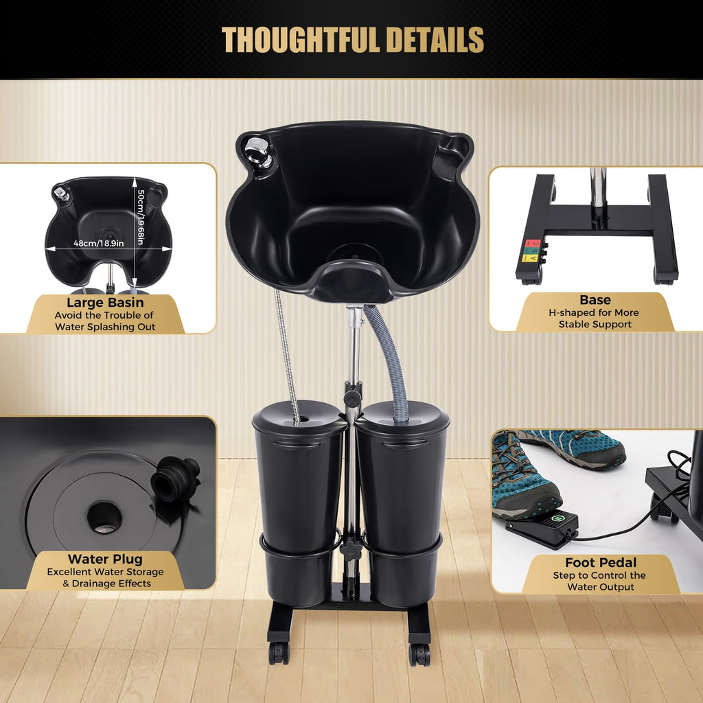 Portable Shampoo Bowl with Electric Pump W618244