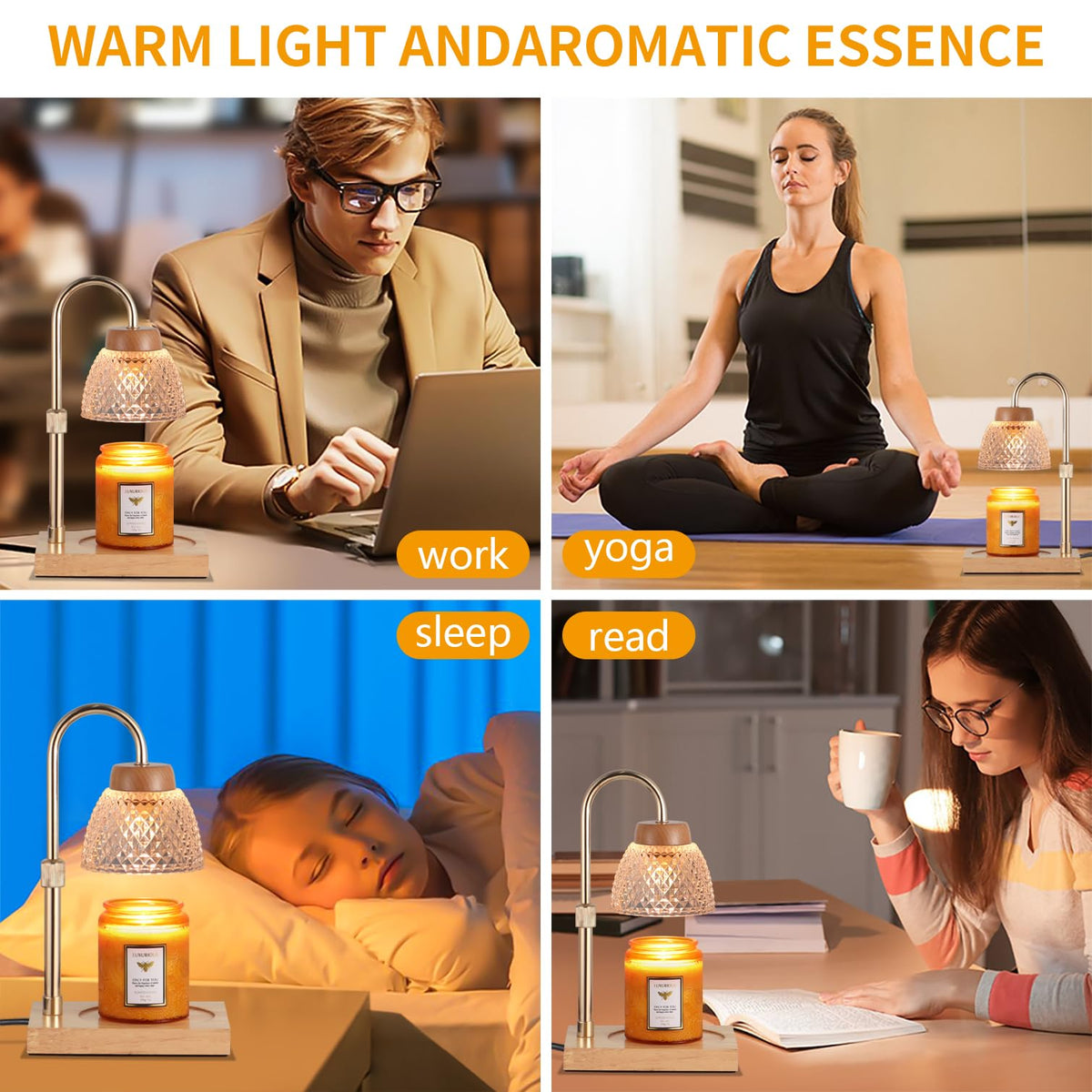 Dimmable Candle Warmer Lamp with Timer Adjustable Height V89275