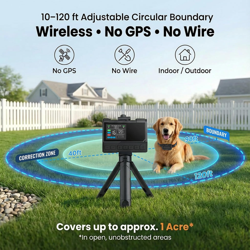 Wireless Dog Fence with Waterproof Collar, Up to 1 Acre W53196