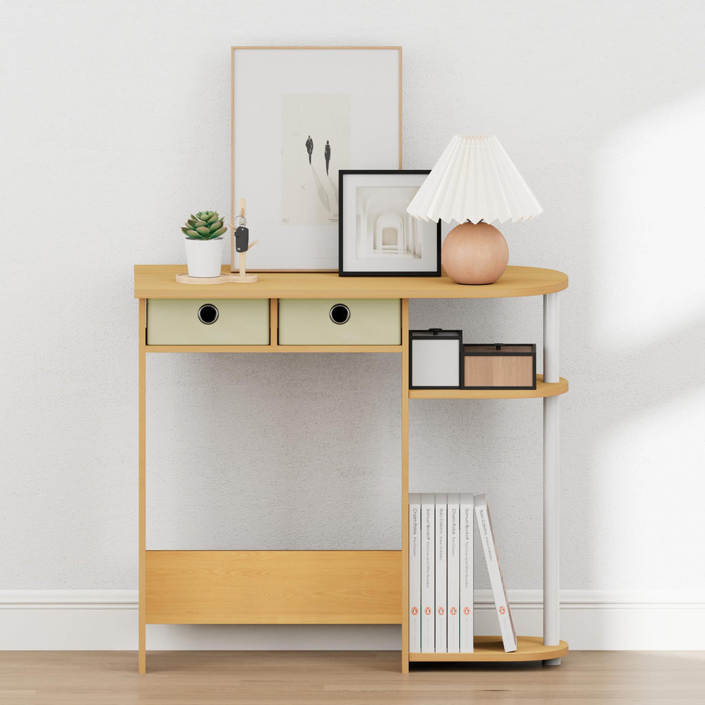 32-Inch Oak Entryway Table with 2 Fabric Drawers M2712