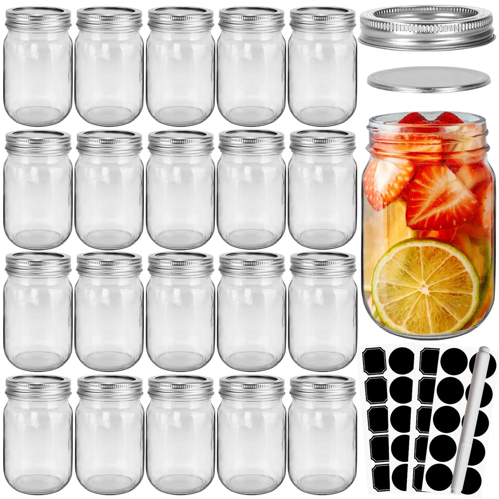 20 Pcs 12oz Glass Mason Jars With Lids S50899