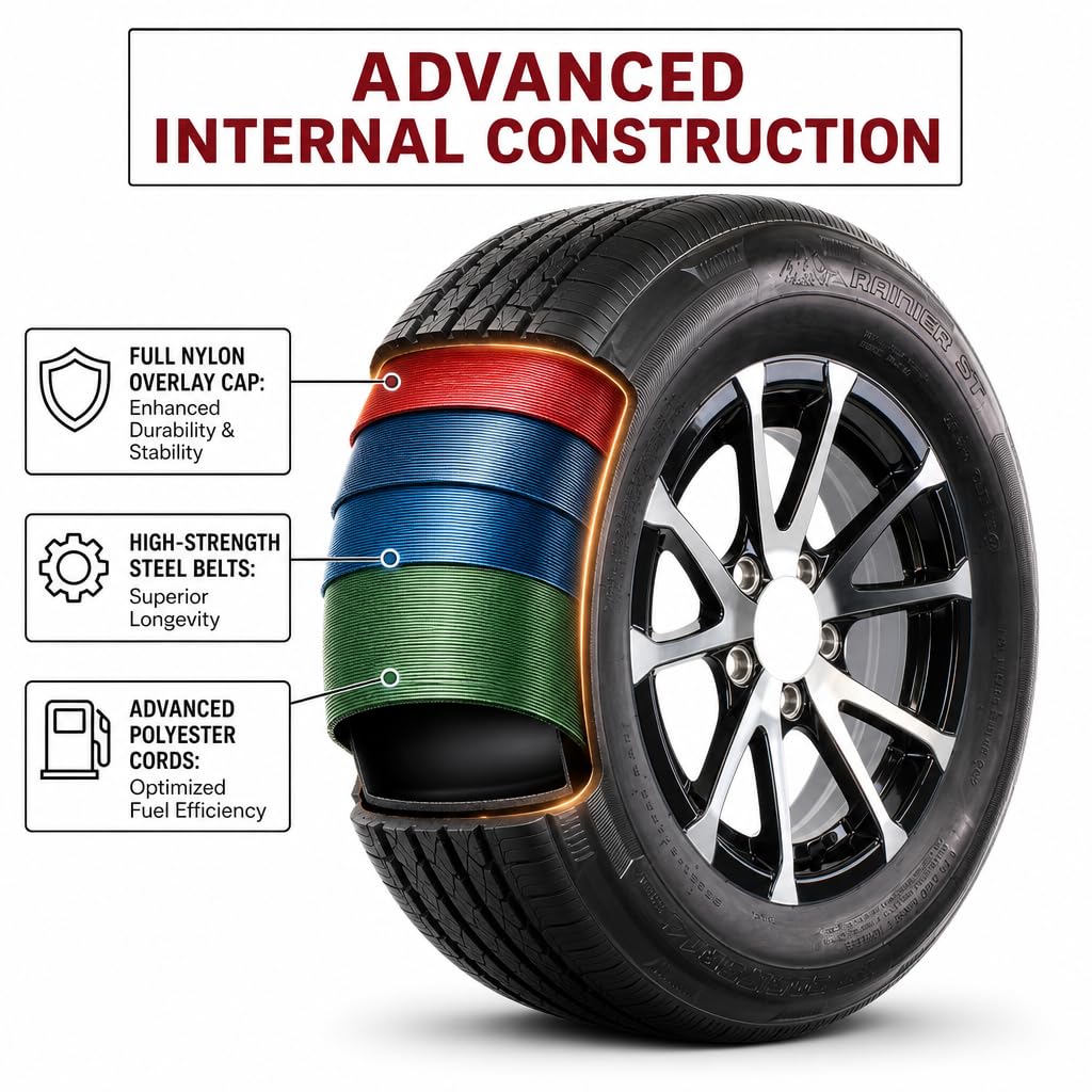 2-Pack Radial Trailer Tire Rim Assembly ST205/75R15 5 Lug Black N16986