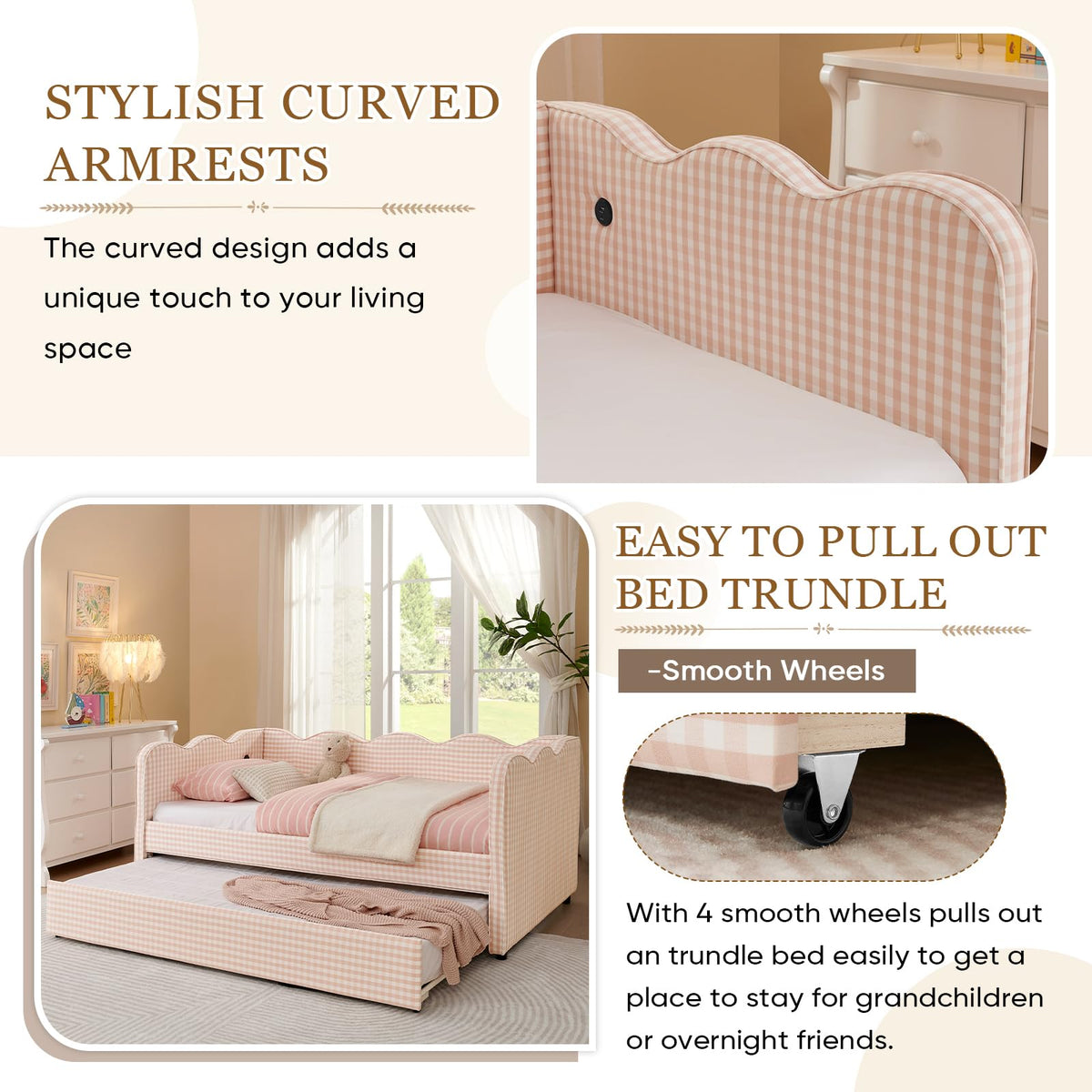 Twin Size Upholstered Daybed with Trundle M520857