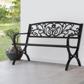 50" Outdoor Garden Bench Black 480lbs Load Capacity H6529