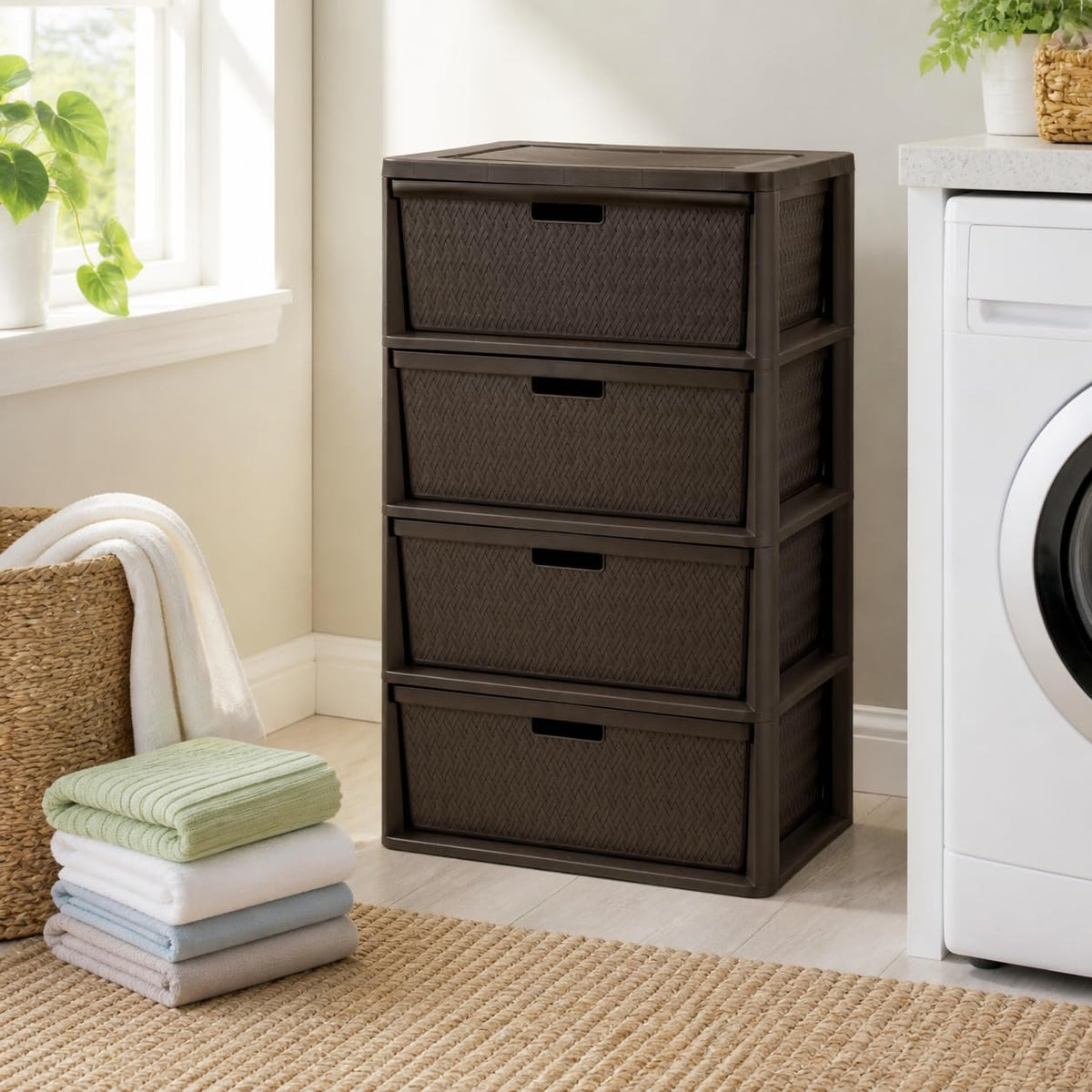 Brown 4 Drawer Plastic Storage Drawers M95485