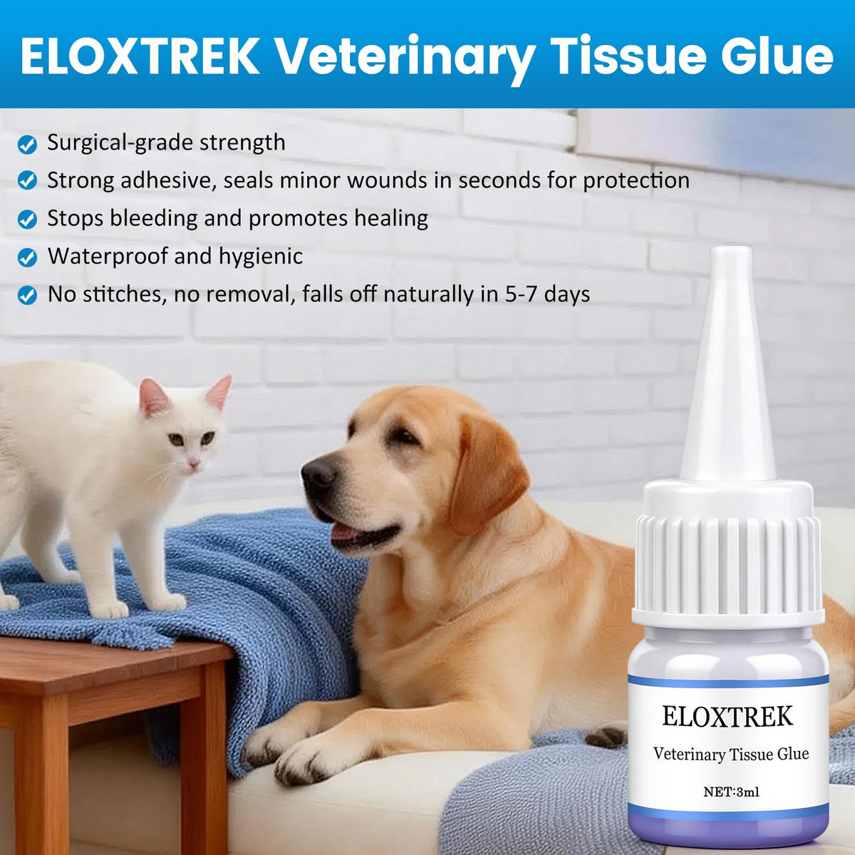 3ml Veterinary Surgical Skin Glue with 15 Applicators N869267