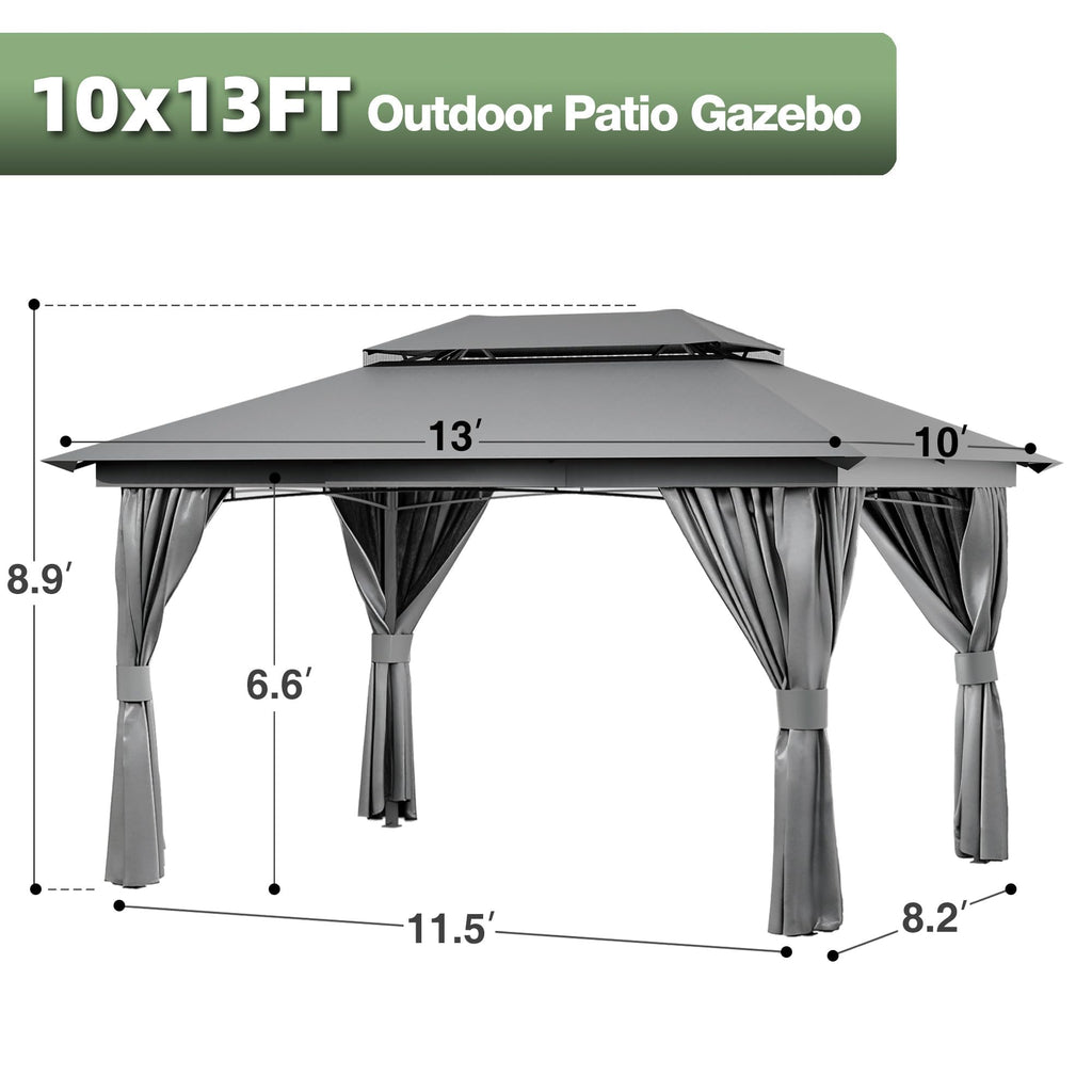 10x13 Outdoor Gazebo with Mosquito Netting and Privacy Screens A97258
