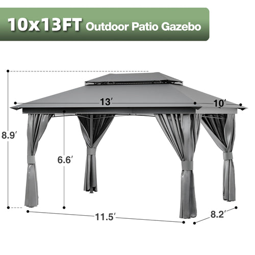 10x13 Outdoor Gazebo with Mosquito Netting and Privacy Screens A97258