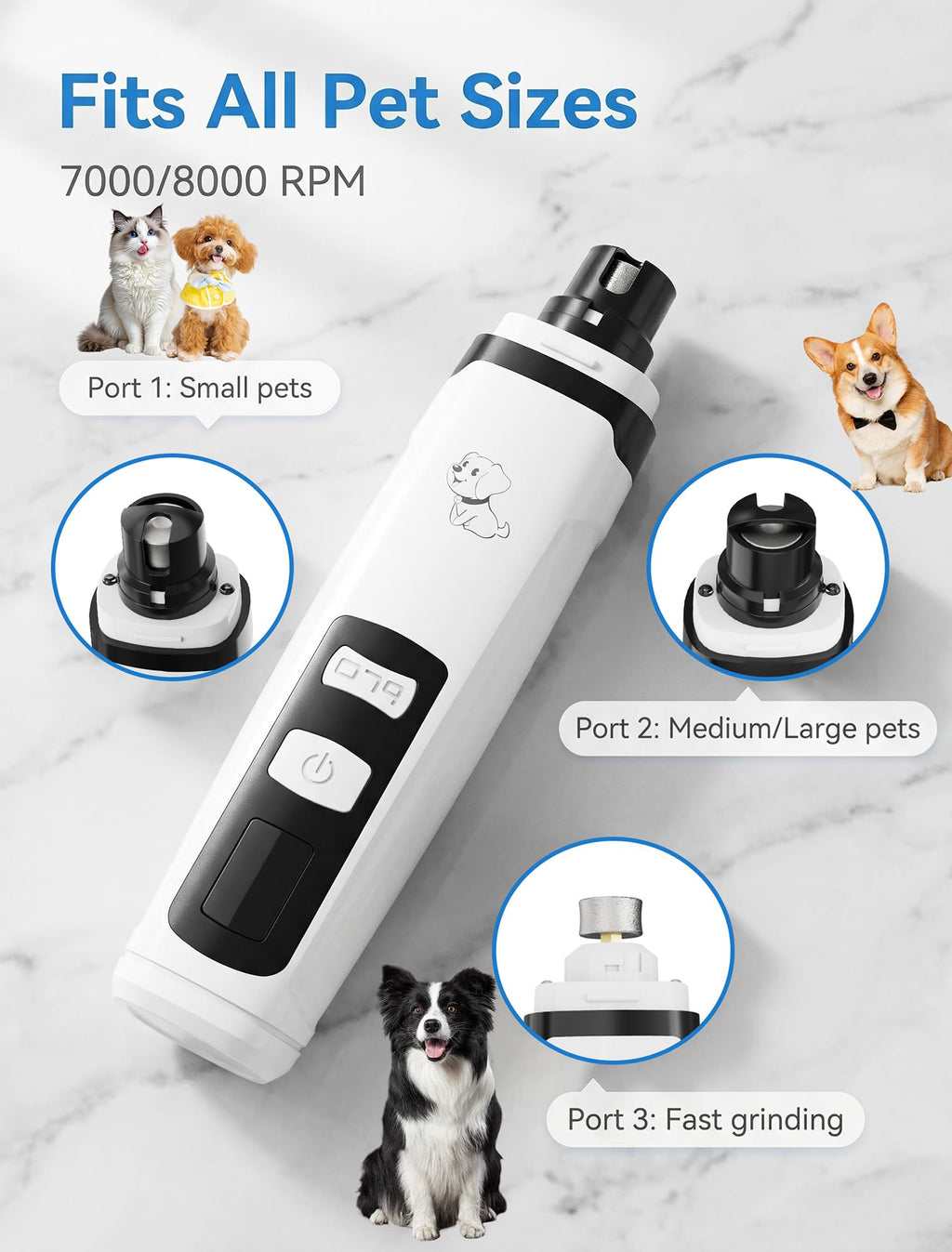 Dog Nail Grinder, 2-Speed with Light H218