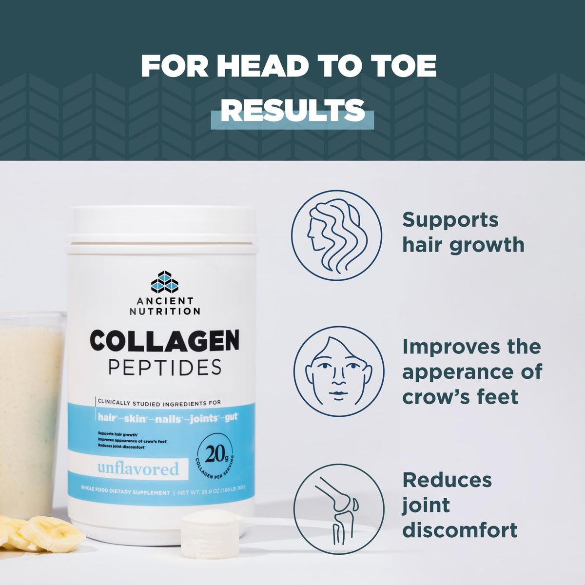 Hydrolyzed Collagen Peptides Powder, Unflavored F842899