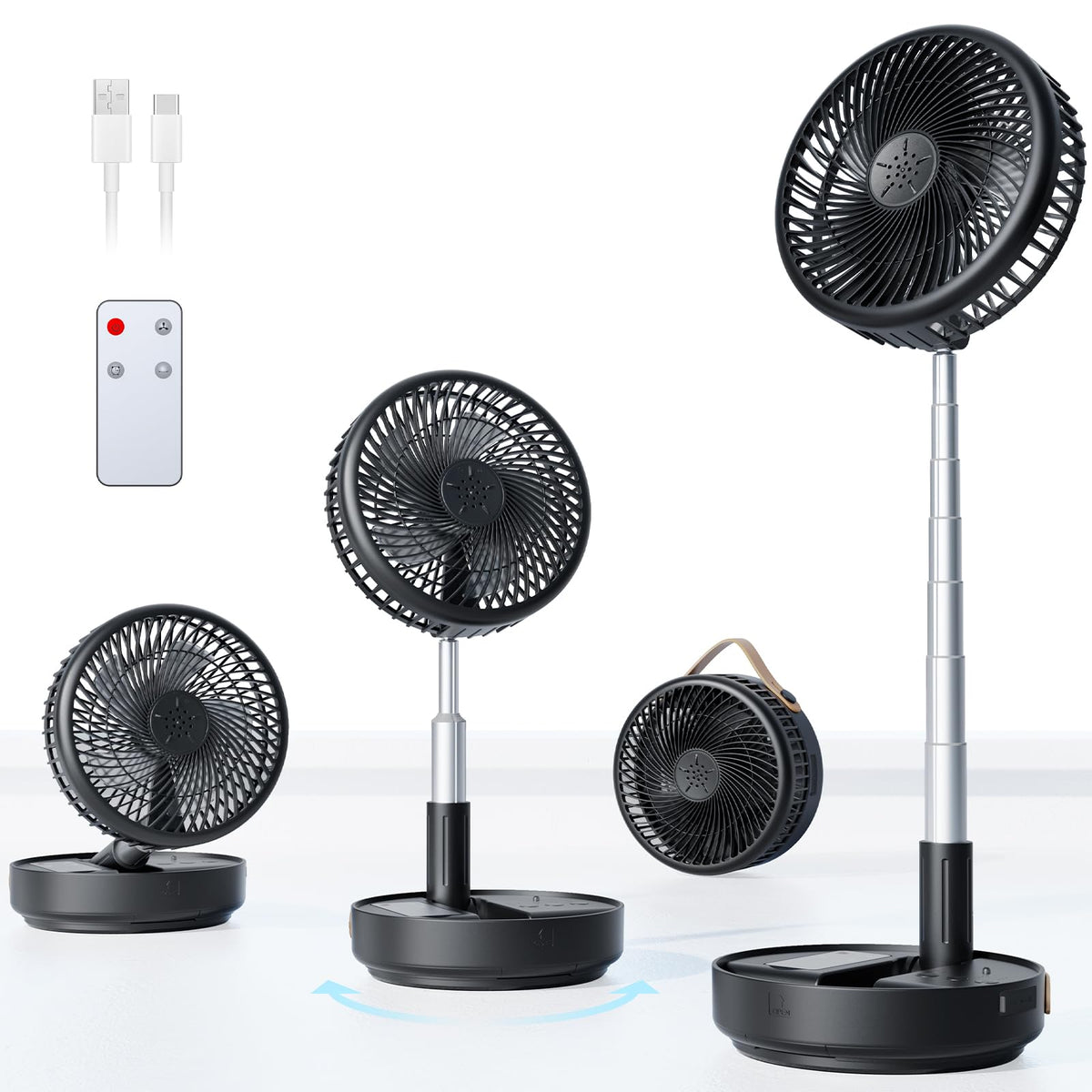 Portable Oscillating Travel Fan with Remote Q3160