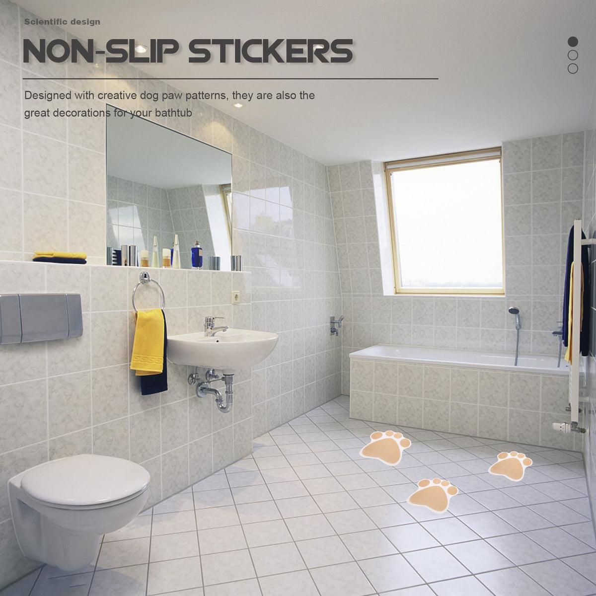 Gold Dog Paw Non Slip Bathtub Floor Stickers with Scraper C29051