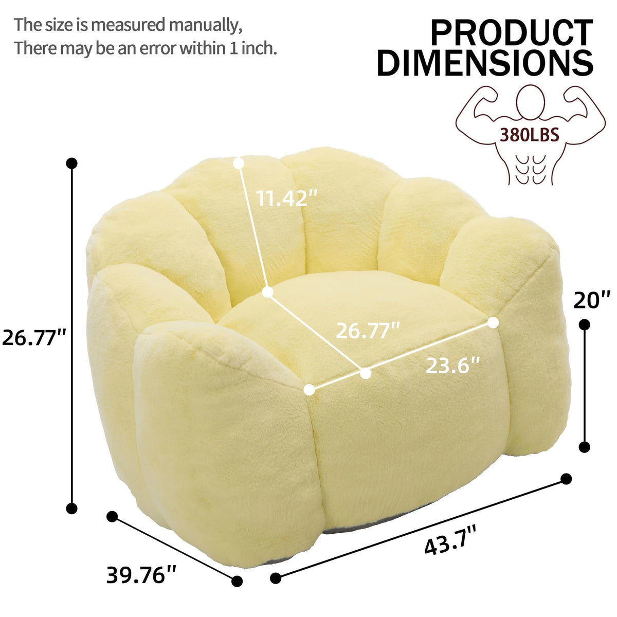 Yellow Memory Foam Bean Bag Chair W2111