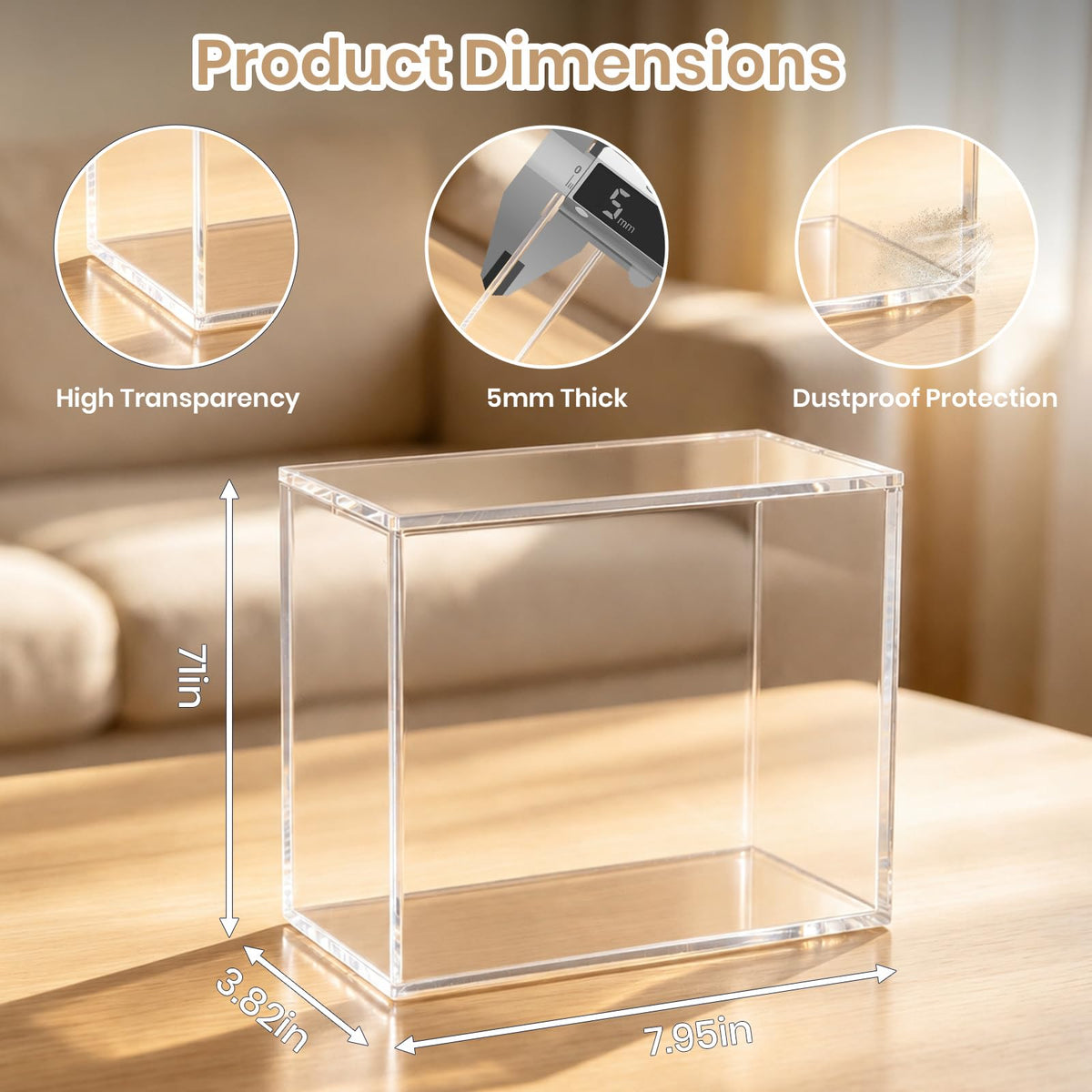 Acrylic 5mm Thick Clear Magnetic Display Case W864