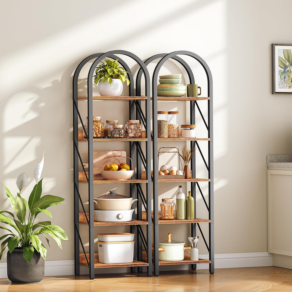 5-Tier Arched Bookshelf with Metal Frame W81401