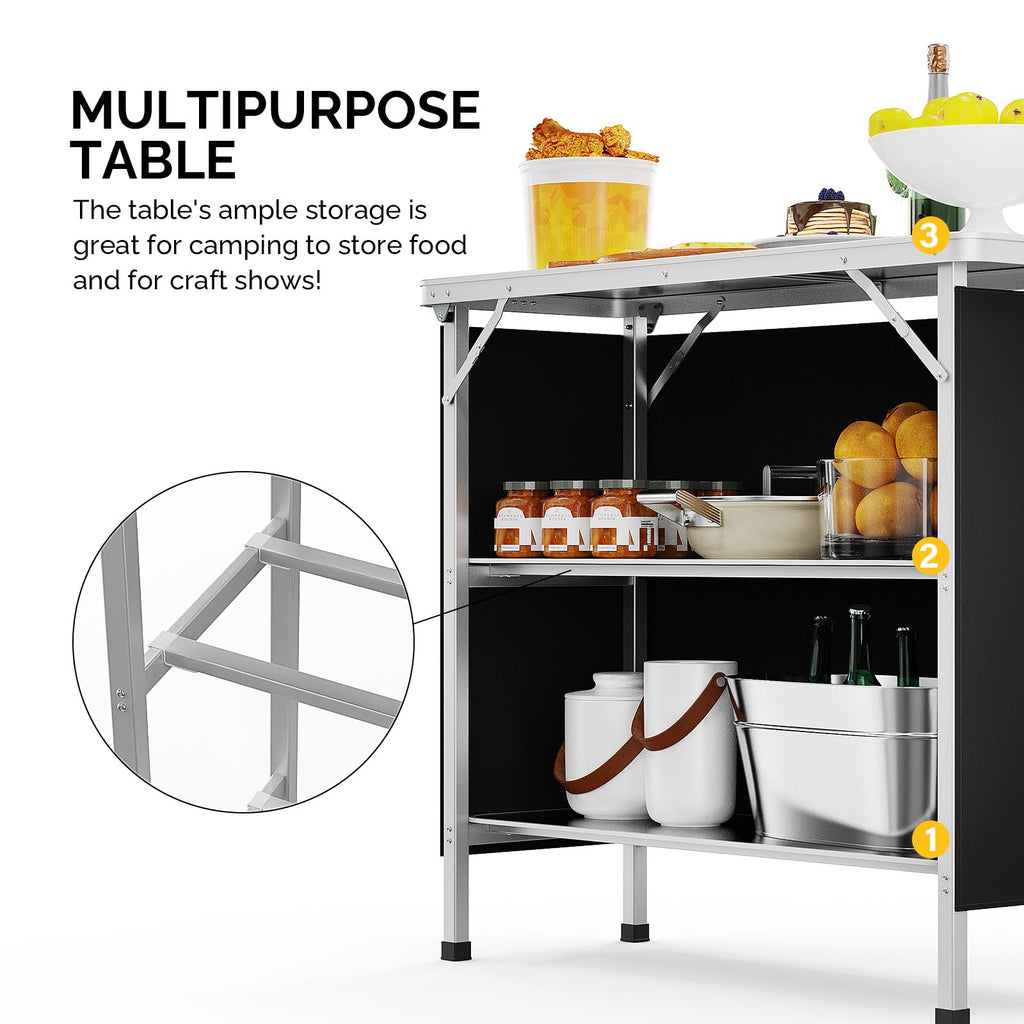 Aluminum 2-Tier Folding Camping Table with Carrying Bag V7931