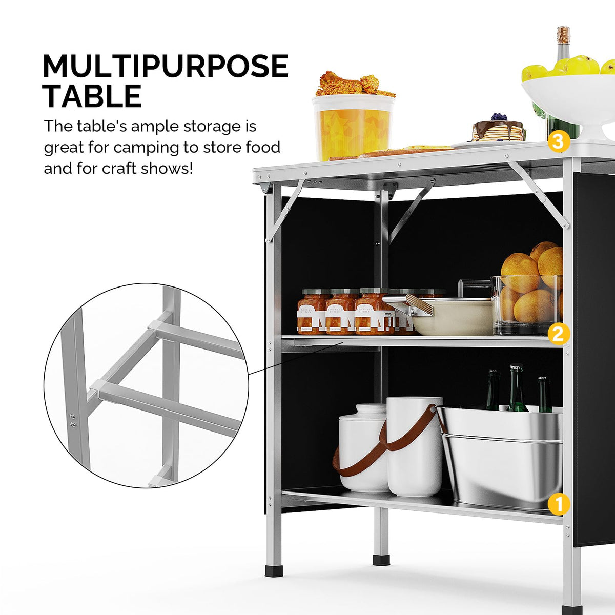 Aluminum 2-Tier Folding Camping Table with Carrying Bag V7931