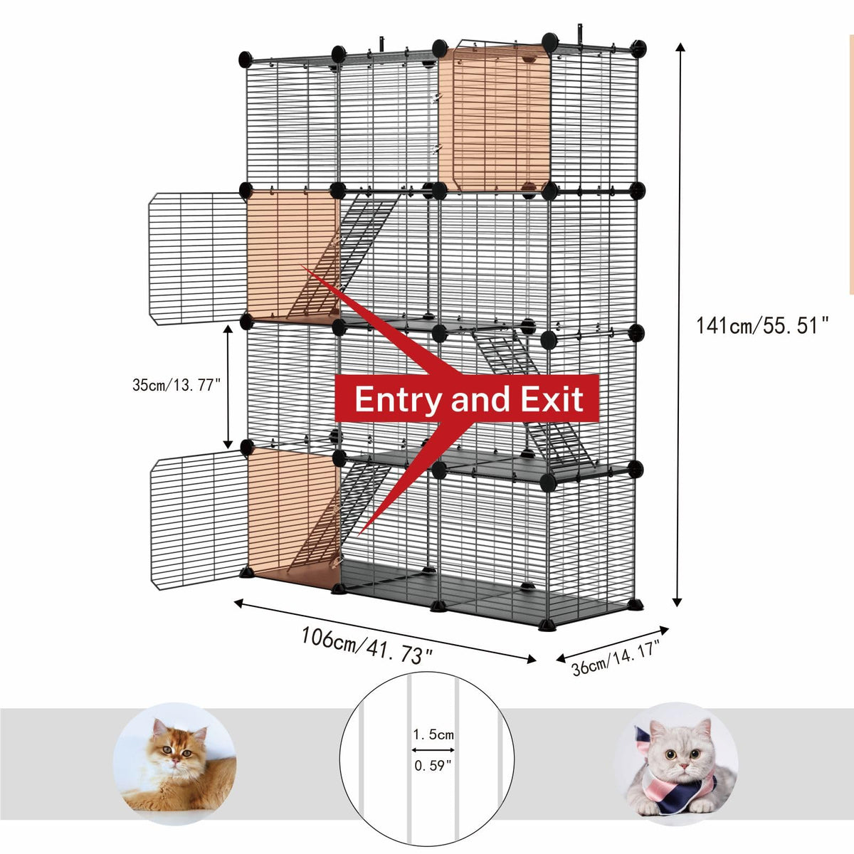 4-Tier Cat Cage Indoor with Anti-Tip Kit Q146452