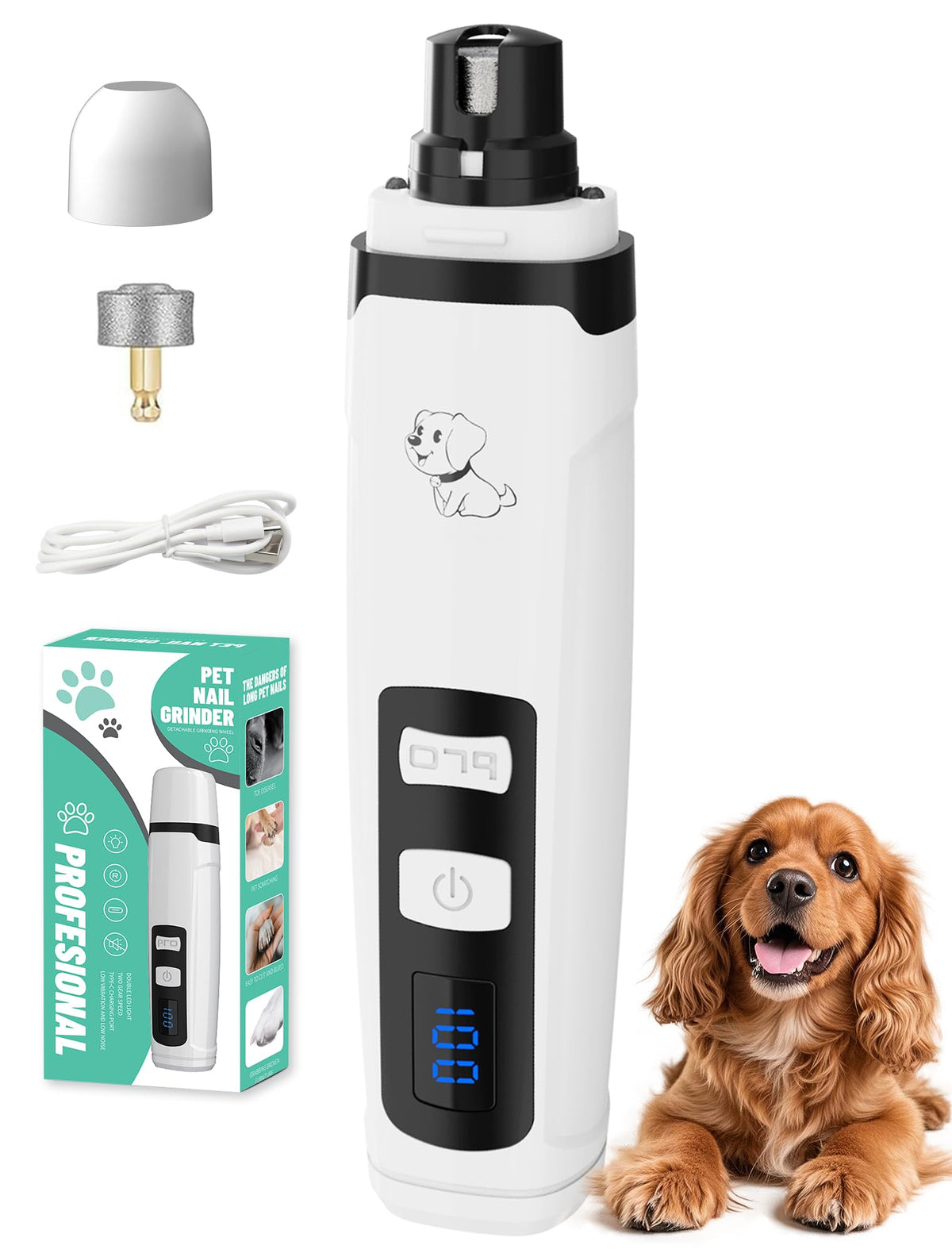 Dog Nail Grinder, 2-Speed with Light H218