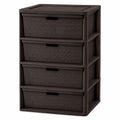 4 Drawer Plastic Storage Tower with Brown Weave Bins T64796