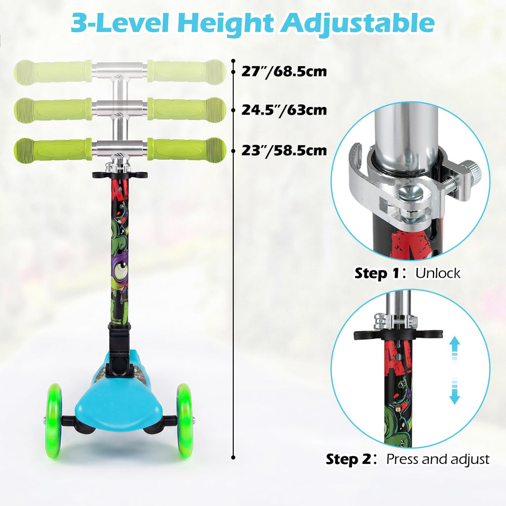 Kids 3-Wheel Kick Scooter with LED Front Wheels P2668