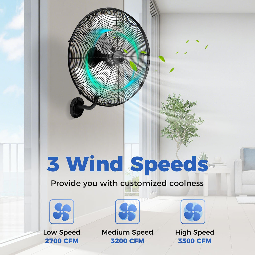 20-inch 3 Speed Metal Wall Mount Fan M66398