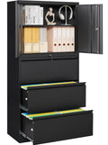 Black 3 Drawer Metal File Cabinet with Lock and Shelf X41363