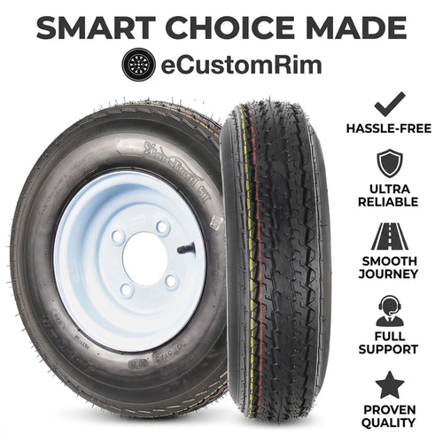 2-Pack Trailer Tire Rim Assembly 4.80-8 4 Lug White T4805