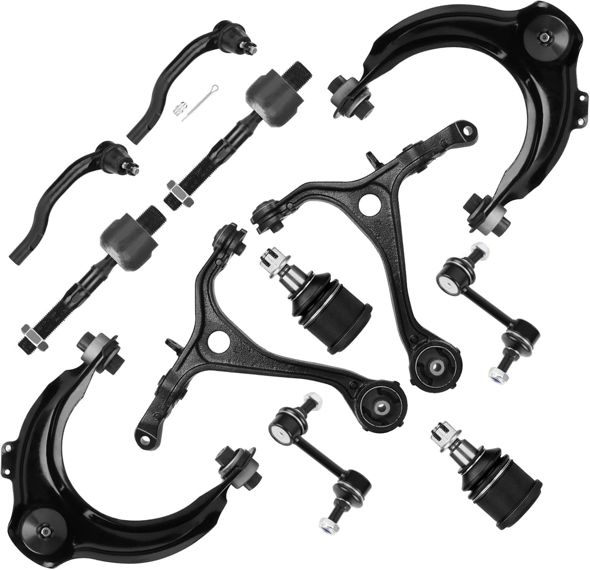 Front Upper and Lower Control Arms with Ball Joint, Outer Tie Rods Sway Bars Suspension Kit 12pc H314