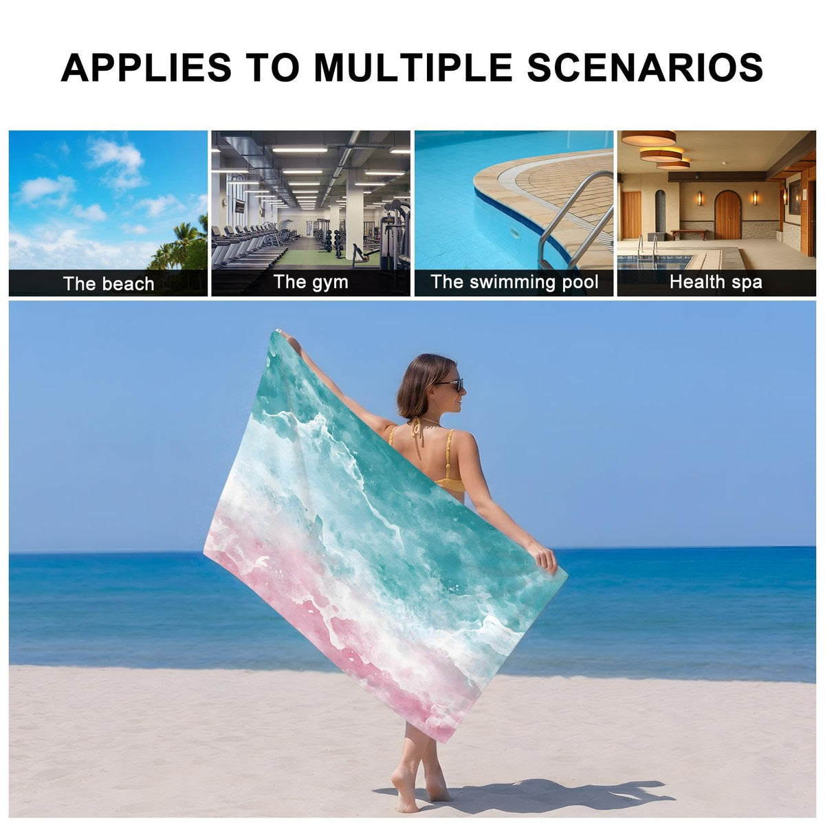 Teal Pink Gradient Cotton Towel Set 3 Pack P508566