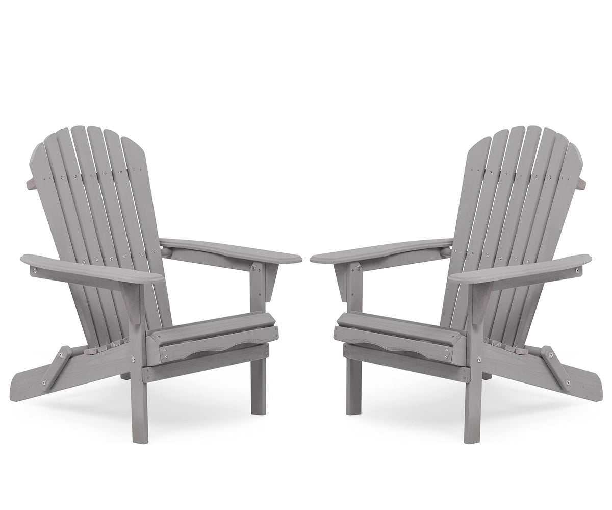Wooden Folding Adirondack Chair Set of 2 Solid Cedar O44673