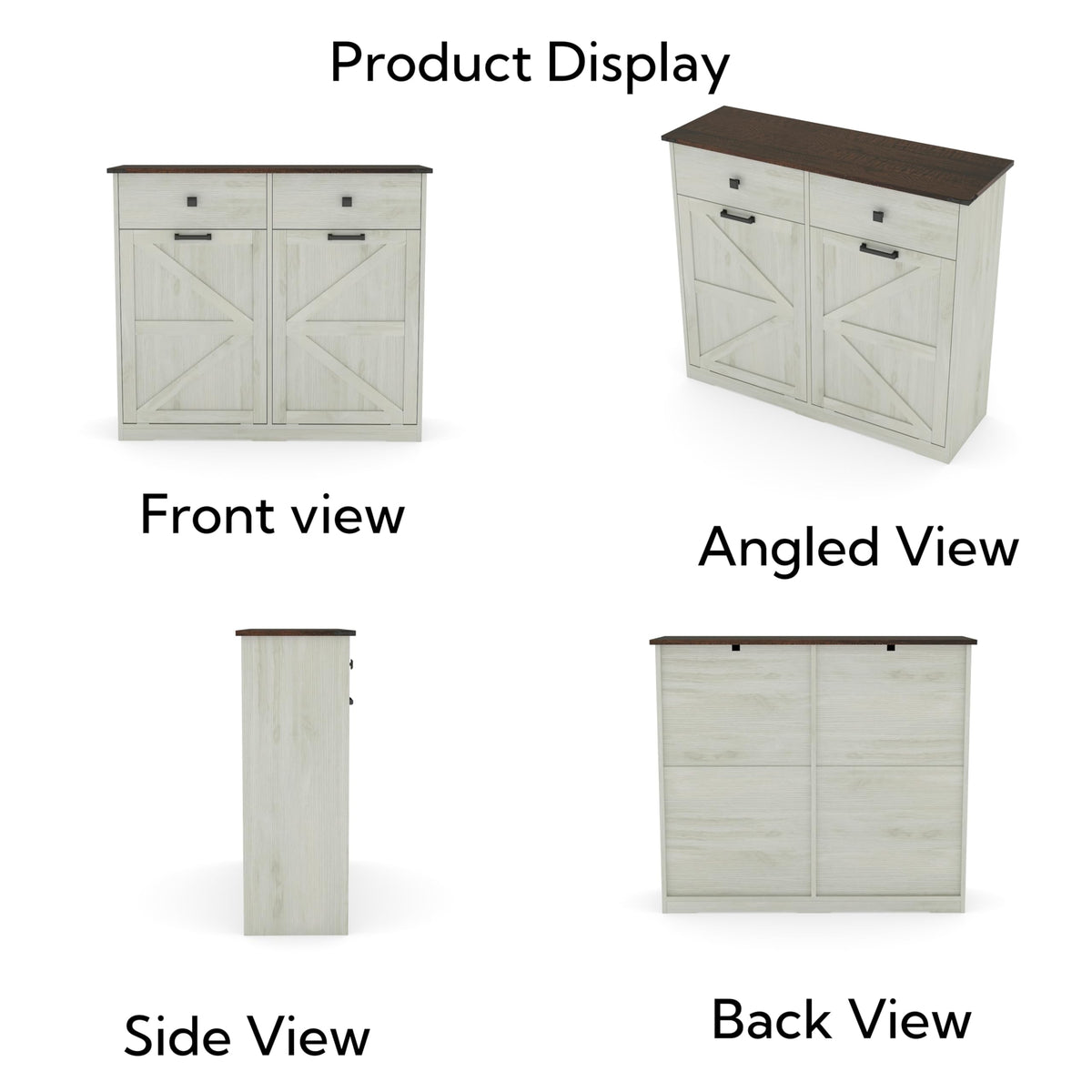 Antique White Tilt Out Trash Cabinet with 2 Drawers F618859