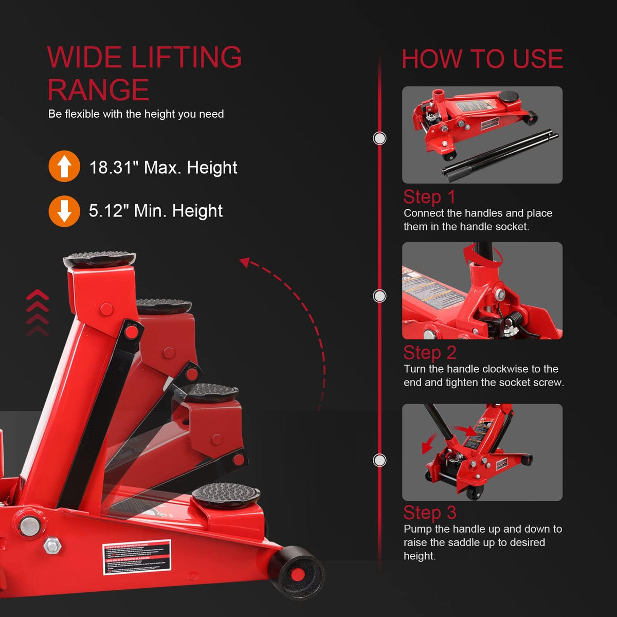 3-Ton Heavy Duty Hydraulic Floor Jack F801