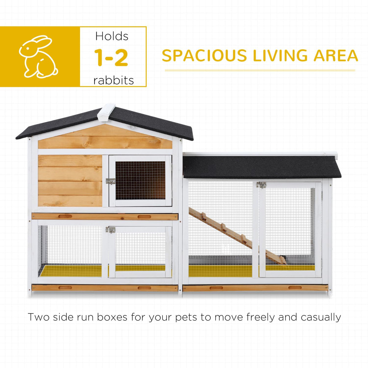 2-Story Wooden Rabbit Hutch with Ramp Q26746